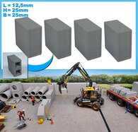 4x STAPELBLOK 1x2 VLAK   Afmeting blok: 12.5 x 25 x 25mm   Materiaal GRIJS KUNSTSTOF, BLANK Geleverd  1:32   NB2B 