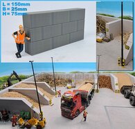 WAND STAPELBLOK RECHT VOOR VLAK BOVEN Afmeting: 150 x 25 x 75mm  GRIJS KUNSTSTOF, BLANK Geleverd  1:32  NB2B