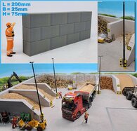 WAND STAPELBLOK RECHT VOOR VLAK BOVEN Afm: 200 x 25 x 75mm GRIJS KUNSTSTOF BLANK Geleverd  1:32   NB2B 