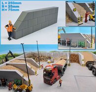 WAND STAPELBLOK SCHUINE/RECHT VOOR VLAK BOVEN Afm: 250 x 25 x 75mm GRIJS KUNSTSTOF, BLANK Geleverd  1:32   NB2B 