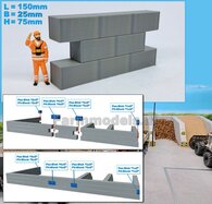 WAND MODULAIR STAPELBLOKKEN RECHT VOOR VLAK BOVEN Afm: 150 x 25 x 75mm GRIJS KUNSTSTOF, BLANK Geleverd  1:32  NB2B  