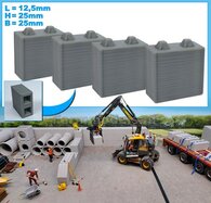 4x STAPELBLOK 1x2 NOKKEN   Afmeting blok: 12.5 x 25 x 25mm   Materiaal GRIJS KUNSTSTOF, BLANK Geleverd  1:32    NB2B 