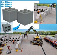 2x STAPELBLOK 2x2 NOKKEN  Afmeting blok: 25 x 25 x 25mm   Materiaal GRIJS KUNSTSTOF, BLANK Geleverd  1:32    NB2B