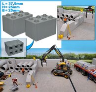 2x STAPELBLOK 3x2 NOKKEN  Afmeting blok: 37.5 x 25 x 25mm   Materiaal GRIJS KUNSTSTOF, BLANK Geleverd  1:32  NB2B   