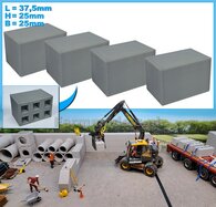 4x STAPELBLOK 3x2 VLAK   Afmeting blok: 37.5 x 25 x 25mm   Materiaal GRIJS KUNSTSTOF, BLANK Geleverd  1:32   NB2B 