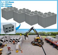 4x STAPELBLOK 3x2 NOKKEN  Afmeting blok: 37.5 x 25 x 25mm   Materiaal GRIJS KUNSTSTOF, BLANK Geleverd  1:32   NB2B 