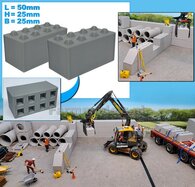 2x STAPELBLOK 4x2 NOKKEN  Afmeting blok: 50 x 25 x 25mm   Materiaal GRIJS KUNSTSTOF, BLANK Geleverd  1:32  NB2B  
