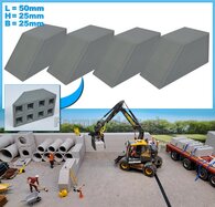 4x STAPELBLOK 4x2 VLAK/SCHUINE KANT   Afmeting blok: 50 x 25 x 25mm   Materiaal GRIJS KUNSTSTOF, BLANK Geleverd  1:32  NB2B   