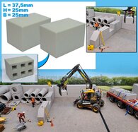 2x STAPELBLOK 3x2 VLAK  Afm. blok: 37.5 x 25 x 25mm  Mat. GRIJS KUNSTSTOF, CONCRETE BETONLOOK Gespoten  1:32    NB2B