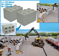 2x STAPELBLOK 3x2 NOKKEN Afm. blok: 37.5 x 25 x 25mm Mat. GRIJS KUNSTSTOF, CONCRETE BETONLOOK Gespoten  1:32    NB2B