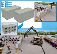 2x STAPELBLOK 4x2 VLAK Afm. blok: 50 x 25 x 25mm  Mat. GRIJS KUNSTSTOF CONCRETE BETONLOOK Gespoten  1:32  NB2B   