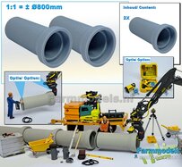 2x RIOOLBUIZEN  (Binnenmaat 1:1 = Ø800mm)  Materiaal RESIN, BLANK Geleverd  1:32    