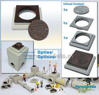 1x PUTAFDEKKING Universeel: (Betonnen) AFDEKKING, PUTRAND en PUTDEKSEL Universeel Materiaal RESIN, BLANK Geleverd  1:32    