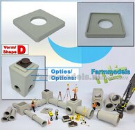 1x PUTAFDEKKING VORM D-TM: Vlakke vierkante plaat met rond inspectie gat : BETON AFDEKKING Materiaal KUNSTSTOF, BETONLOOK Gespoten geleverd  1:32    
