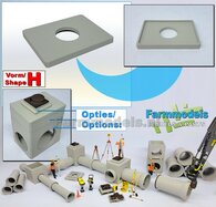 1x PUTAFDEKKING VORM H-TM: Vlakke rechthoekige plaat met rond inspectie gat : BETON AFDEKKING Materiaal KUNSTSTOF, BETONLOOK Gespoten geleverd  1:32    