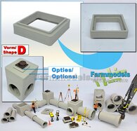 1x STELRING/ OPZETSTUK t.b.v. INSPECTIEPUT VORM D-MM: Vierkante ring : BETON AFDEKKING Materiaal KUNSTSTOF, BETONLOOK Gespoten geleverd  1:32    