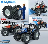 Ø 54.8 x 25.8 mm: CASE-STEYR-NH: 2x Michelin Axiobib2 Banden + Resin Velgen WIT GLANS gespoten geleverd 1:32  Farmmodels Prem. Line Series 