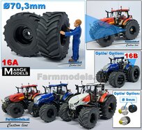 Ø 70.3 x 30.4 mm: CASE-STEYR-NH: 2x Michelin Axiobib2 Banden + Resin Velgen ZWART GLANS gespoten geleverd 1:32  Farmmodels Prem. Line Series 