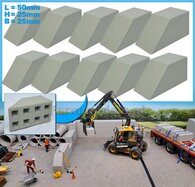 10x STAPELBLOK 4x2 VLAK/SCHUIN Afm. blok: 50 x 25 x 25mm GRIJS KUNSTSTOF CONCRETE BETONLOOK Gespoten  1:32  NB2B  