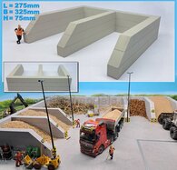 DUBBELE SILO STAPELBLOK SCHUIN VOOR VLAK BOVEN Afm: 275 x 325 x 75mm KUNSTSTOF, BETONLOOK Geleverd 1:32  NB2B