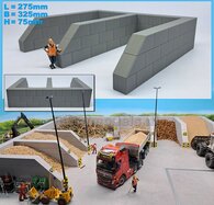 DUBBELE SILO STAPELBLOK SCHUIN VOOR VLAK BOVEN Afm: 275 x 325 x 75mm GRIJS KUNSTSTOF BLANK Geleverd 1:32    NB2B