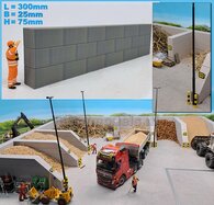 WAND STAPELBLOK RECHTE VOOR VLAK BOVEN Afm: 300 x 25 x 75mm GRIJS KUNSTSTOF, BLANK Geleverd  1:32    NB2B