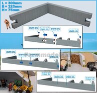 L-WAND MODULAIR STAPELBLOKKEN RECHT VOOR VLAK BOVEN Afm: 300 x 325 x 75mm GRIJS KUNSTSTOF, BLANK Geleverd1:32  NB2B  