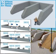 W-WAND MODULAIR STAPELBLOK SCHUIN VOOR VLAK BOVEN Afm: 275 x 325 x 75mm GRIJS KUNSTSTOF BLANK Geleverd 1:32 NB2B   