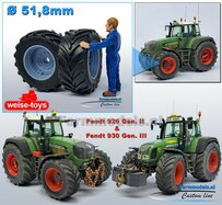 Ø 51.8 x 23.7 mm: Fendt 926/930 WeiseToys: 2x Brede Vooras banden + velgen BLANK geleverd 1:32 Farmmodels Custom Line Series