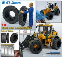 Ø 47.3 mm: 2x Dubbellucht Shovel banden + ALU. velgen ZWART GLANS gespoten geleverd passend in Farmmodels Alu velgen nr. 7A 1:32         
