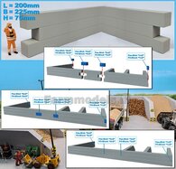 L-WAND MODULAIR STAPELBLOKKEN RECHT VOOR VLAK BOVEN Afm: 200 x 225 x 75mm KUNSTSTOF BETONLOOK Geleverd 1:32  NB2B      