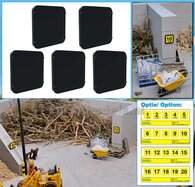 5x NUMMERPLAAT BORDEN voor VLAKKE MONTAGE Afm. 15x15 mm Mat: RESIN, ANTRACIET Gespoten geleverd 1:32