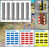 6x STOOTPALEN met voet.  Ø5.1x33mm Materiaal: RESIN, BLANK Geleverd 1:32
