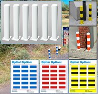 6x STOOTPALEN met voet.  Ø5.1x33mm Materiaal: RESIN, WIT GLANS gespoten geleverd 1:32