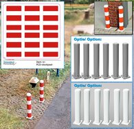 6x STOOTPAAL STICKERS  WIT-ROOD Pré-Cut Decals  geschikt voor palen tot max Ø 5.3mm Stickers zijn 29mm hoog  1:32    