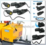 2x 13-Polige STEKKER + 2x CONTRASTEKKER & KAPJE + VERLICHTINGSKABEL  Ø 0.3 mm Mat: Resin ZWART MATT gespoten geleverd + Ø 0.3 mm kabel 1:32 