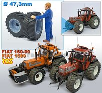 Ø 47,3 mm: FIAT 1580/ 160-90 van ROS: 2x VOORAS Banden met RESIN 8 GAATS-Velgen BLANK geleverd  1:32   Farmmodels Custom Line Series  