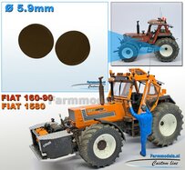 2x Afdekplaat Ø 5.9 mm t.b.v. FIAT 1580/160-90  ROS  ACHTERAS VELG   Resin FIAT DONKER BRUIN gespoten geleverd 1:32 Farmmodels Premium Line
