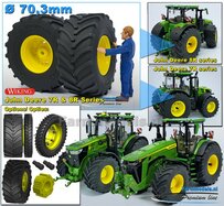 Ø 70.3 x 30.4 mm: JOHN DEERE 7R & 8R Wiking: 2x Michelin Axiobib2 Banden + RESIN Velgen JD GEEL GESPOTEN geleverd 1:32  Farmmodels Premium Line Series  