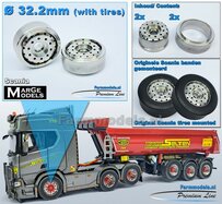 Ø 32.2mm: 2x SCANIA R500 Margemodels ALUMINIUM/ CHROOM VOORAS Velgen ZONDER BAND, Velgen 2-Delig 1:32 Farmmodels Custom Line Series  