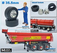 Ø 35.5mm: 2x SUPER SINGLES banden met ALUMINIUM/ CHROOM Velgen 1:32 Farmmodels Custom Line Series  