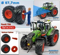 Ø 67.7 x 31.2 mm: FENDT 728: 2x Vredestein Banden met RESIN velgen FENDT TERRA RED Gespoten geleverd  1:32   Farmmodels Premium Line Series 