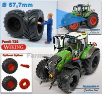 Ø 67.7 x 31.2 mm: FENDT 728: 2x Vredestein Banden met RESIN velgen ZWART GLANS Gespoten geleverd  1:32   Farmmodels Premium Line Series 