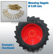 Ong. 100 messing nagels platte kop Ø 0.95mm, te gerbuiken voor (Wiel) Bouten = 7.5 gram   1:32