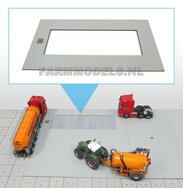 Betonplaat met vak spuitplaats uitsparing groot, afm 25 x 50 cm, Farmmodels editie 1:32