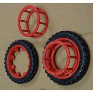 Ø 56 mm: DUBBELLUCHT CULTUURWIELEN: Rood set achteras  04    1:32   04255R