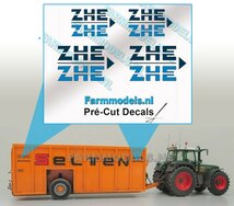 4x ZHE BLAUW logo-set geschikt voor o.a. mestcontainer - Blauw op Transparant Pré-Cut Decals 1:32 Farmmodels.nl