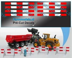 8x Verdrijvingsbord/ afzetting Verkeer stickers ong. 5.9 x 78mm  Pré-Cut Decals 1:32 Farmmodels.nl