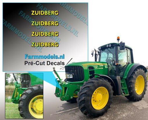 ZUIDBERG logo GEEL/ ZWART stickers op Transparant 16,4 x 3mm Pré-Cut Decals 1:32 Farmmodels.nl 