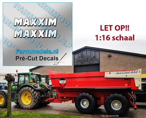 2x MAXXIM Witte letters met zwarte schaduw, 7,5 x 39,8mm, 1:16 Farmmodels.nl